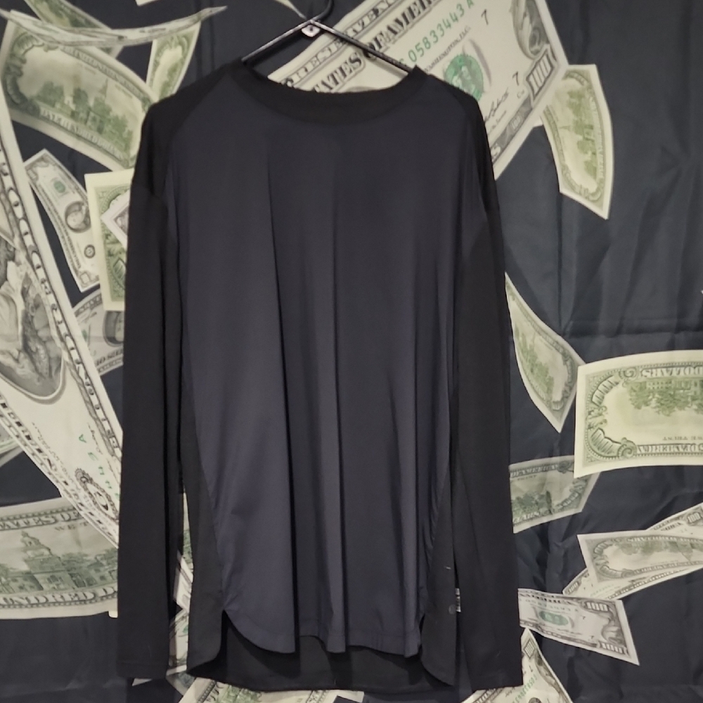 lululemon athletica Men's Black Two Fabric Long Sleeve Shirt (L)